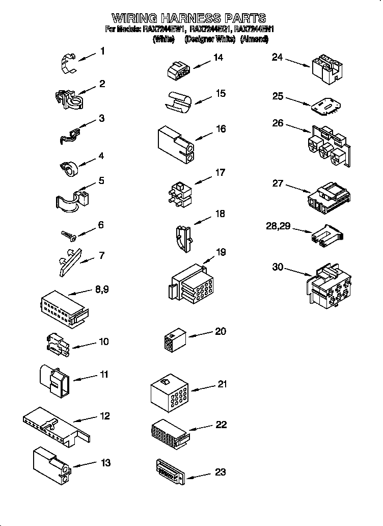 Roper RAX7244EW1 wiring harness diagram