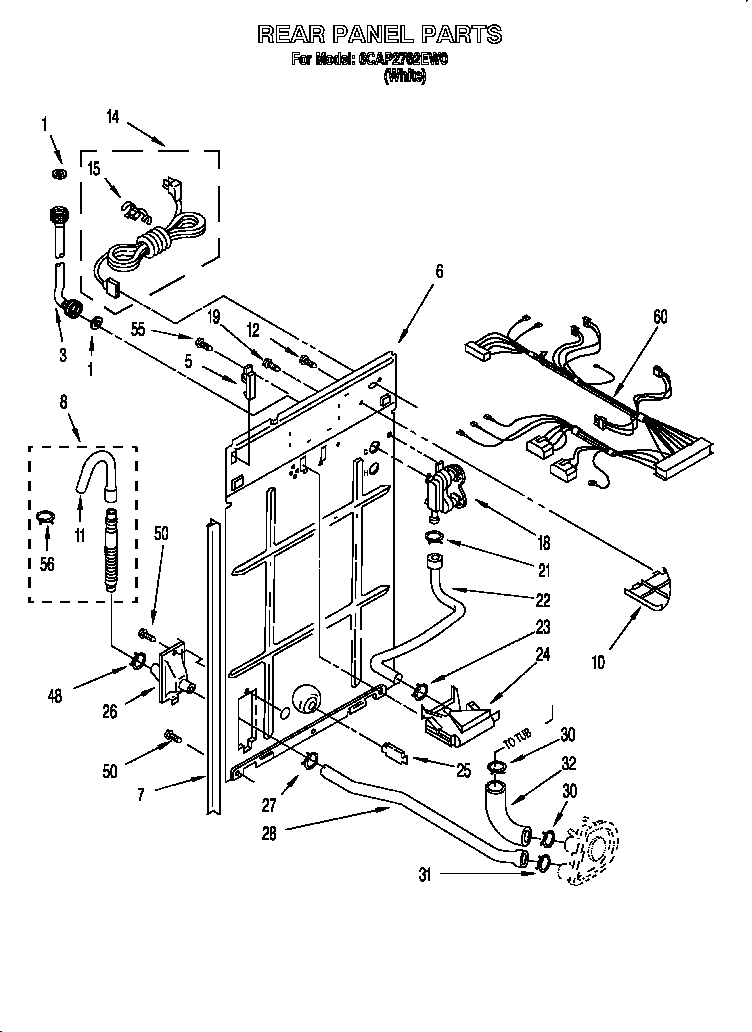 Whirlpool 6CAP2762EW0 rear panel diagram