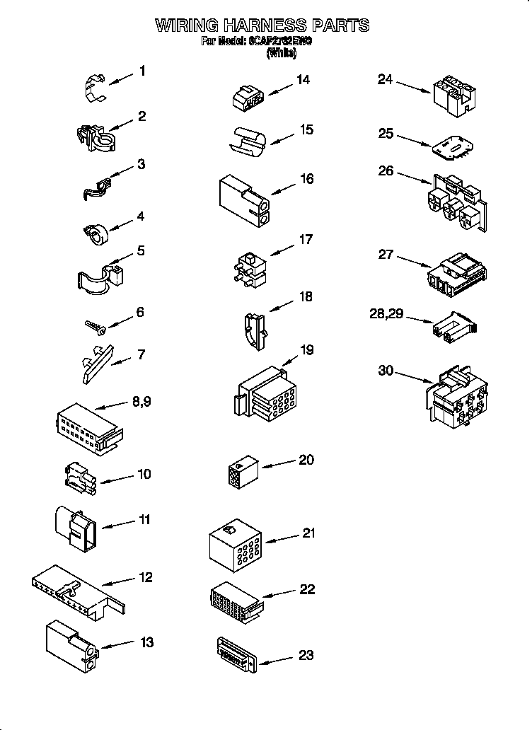 Whirlpool 6CAP2762EW0 wiring harness diagram