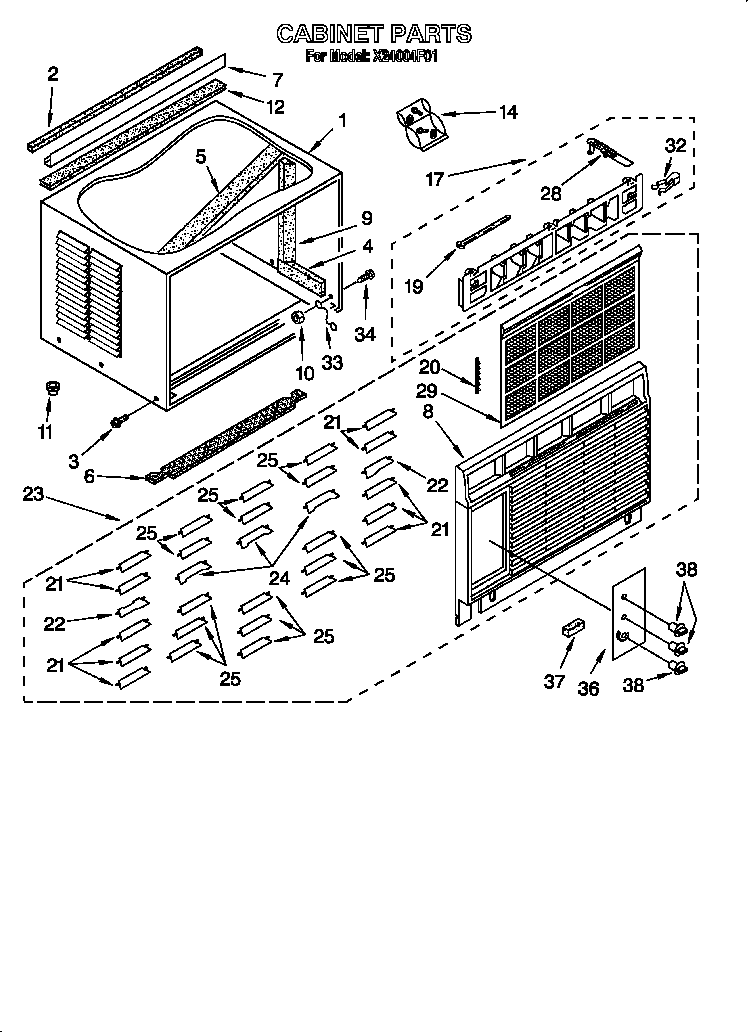 Roper X24004F01 cabinet diagram