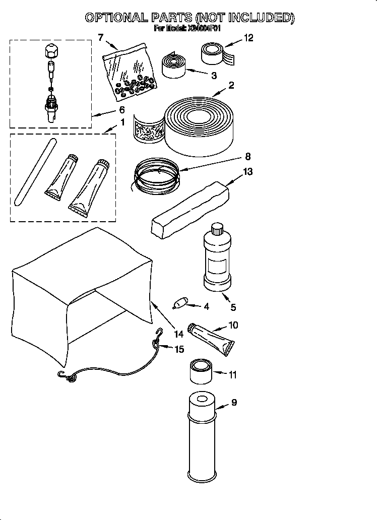 Roper X24004F01 optional parts (not included) diagram