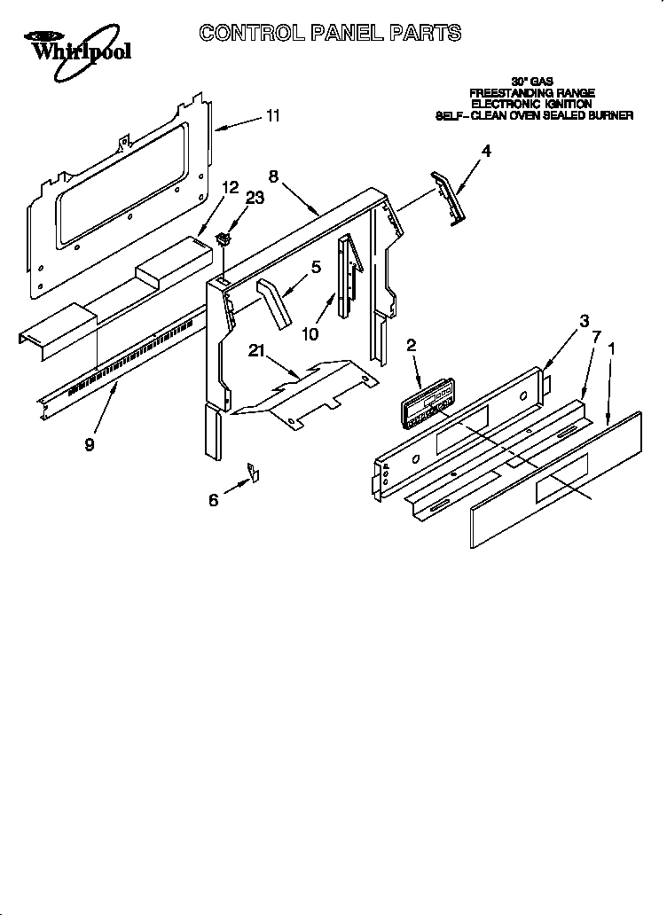 Whirlpool SF387PEYB6 control panel diagram