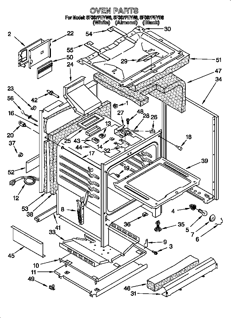 Whirlpool SF387PEYB6 oven diagram