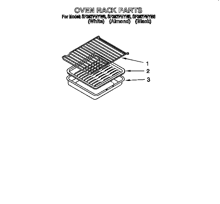 Whirlpool SF387PEYB6 oven rack diagram