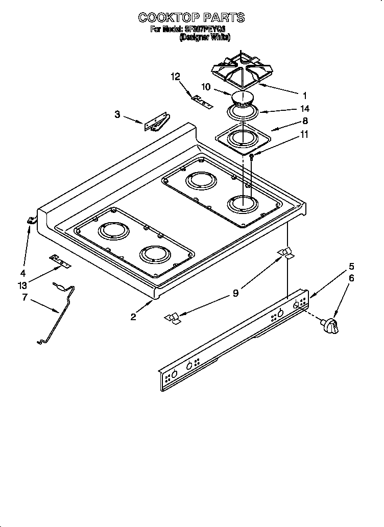 Whirlpool SF387PEYQ6 cooktop diagram