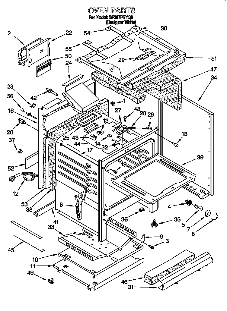 Whirlpool SF387PEYQ6 oven diagram