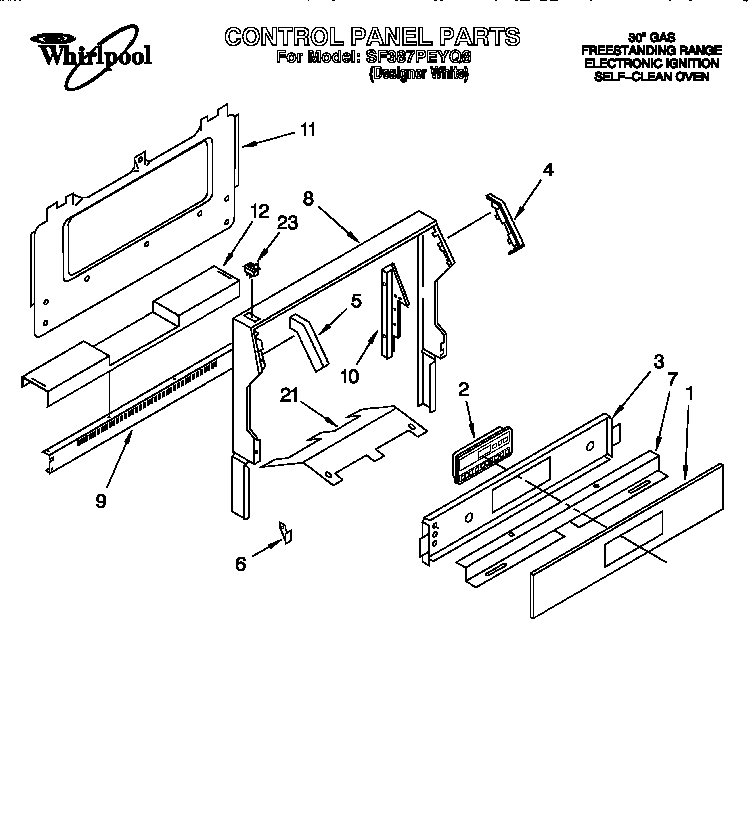 Whirlpool SF387PEYQ8 control panel diagram