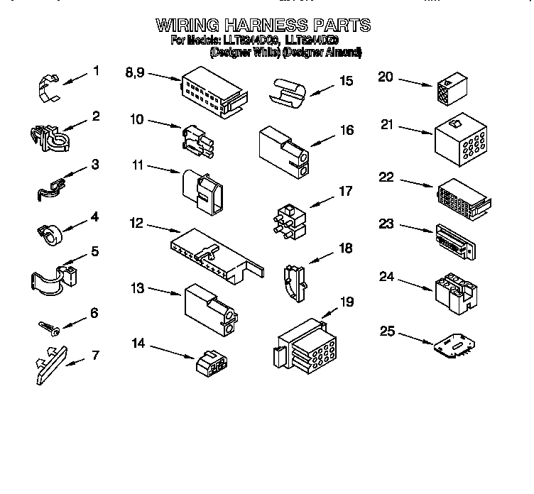 Whirlpool LLT8244DQ0 wiring harness diagram