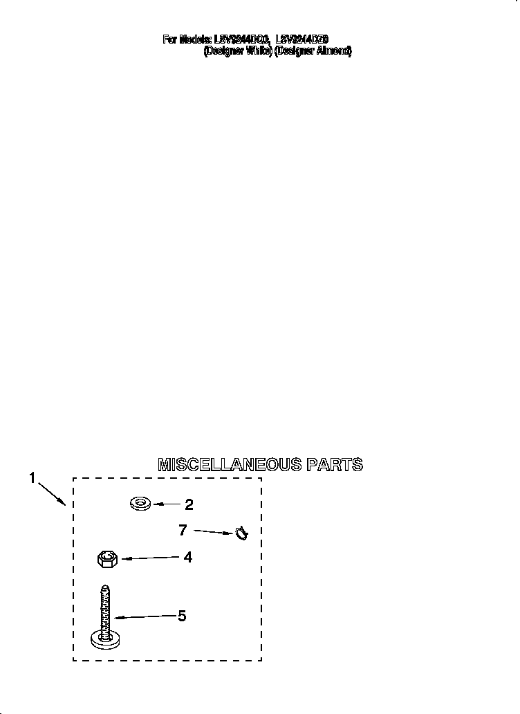 Whirlpool LSV9244DQ0 miscellaneous diagram