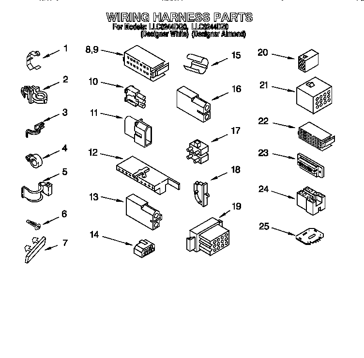 Whirlpool LLC8244DQ0 wiring harness diagram