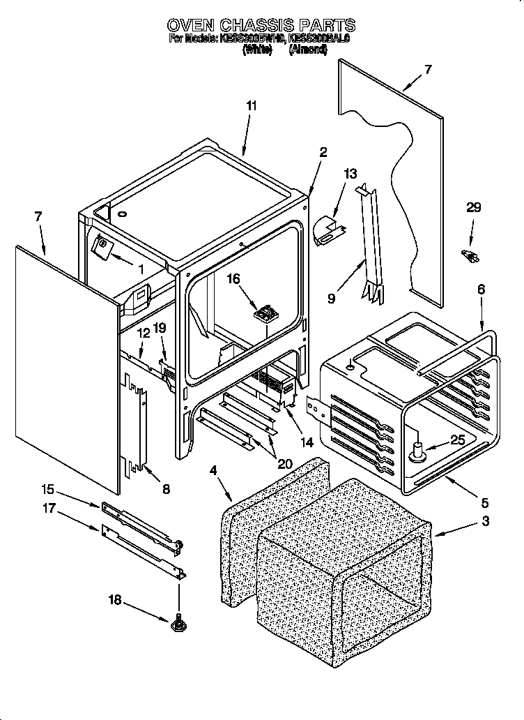 KitchenAid KESS300BWH0 oven chassis diagram