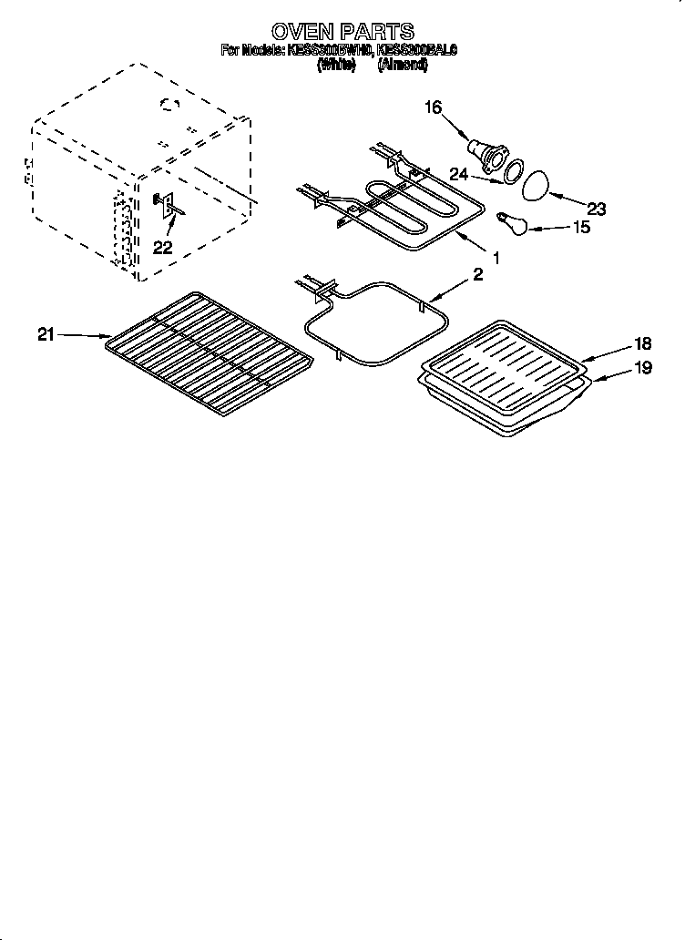 KitchenAid KESS300BWH0 oven parts diagram
