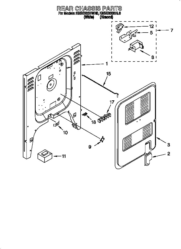 KitchenAid KESS300BWH0 rear chassis diagram