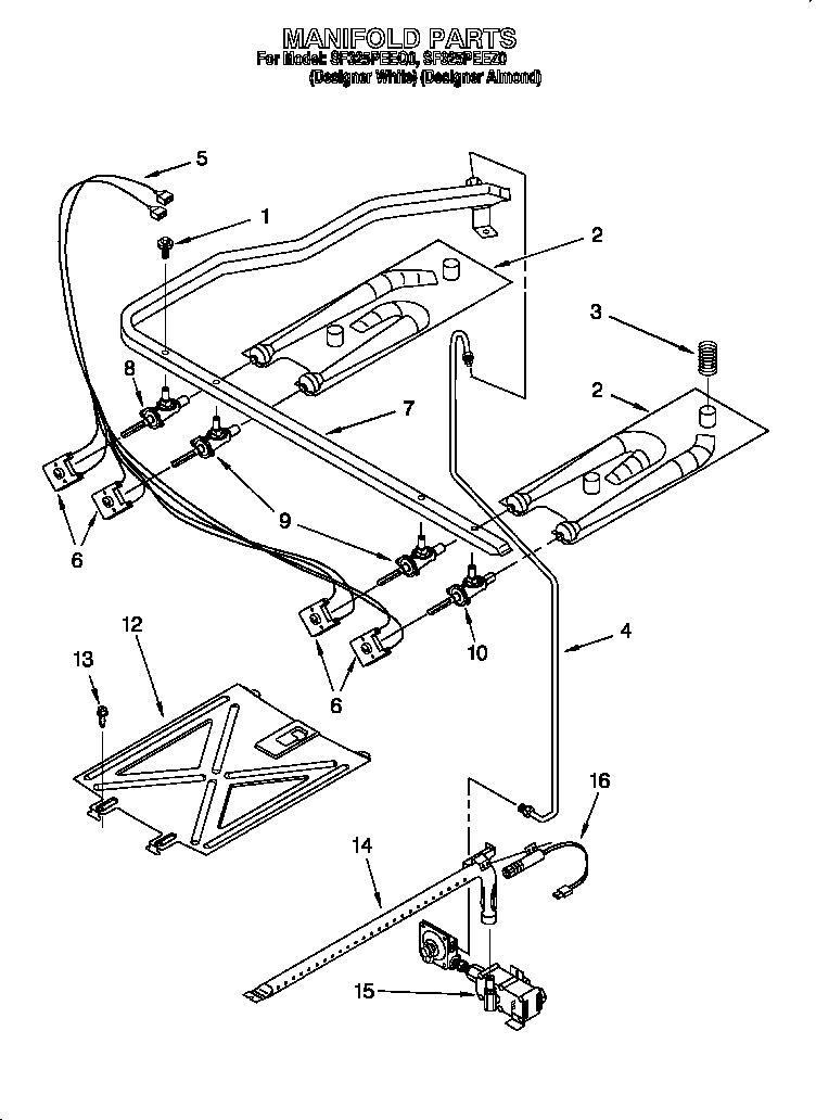 Whirlpool SF325PEEQ0 manifold diagram