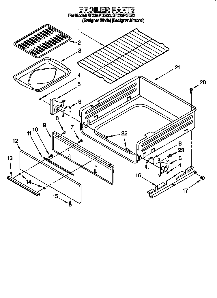 Whirlpool SF325PEEQ0 broiler parts diagram