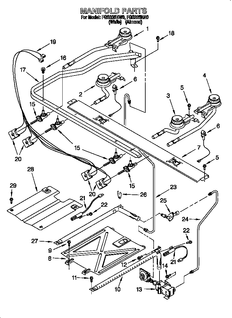 Roper FGS335EW0 manifold parts diagram