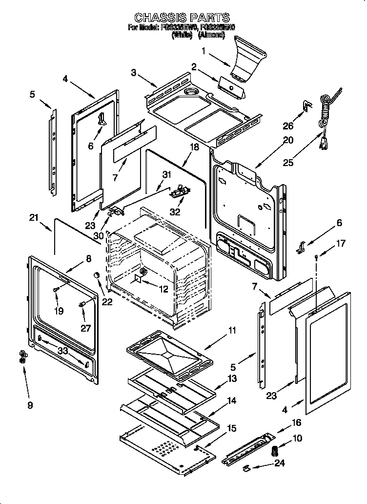 Roper FGS335EW0 chassis parts diagram