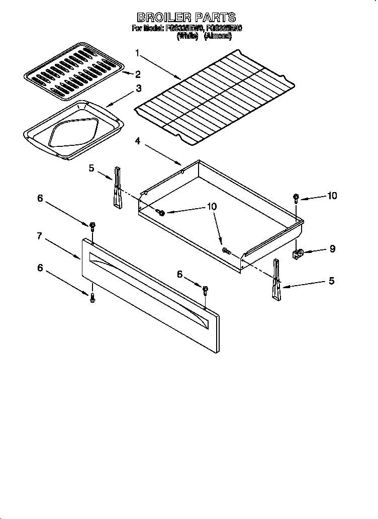 Roper FGS335EW0 broiler parts diagram