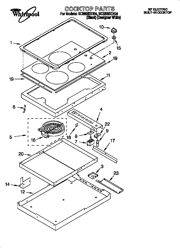 Whirlpool RC8608XDB4 replacement parts diagram