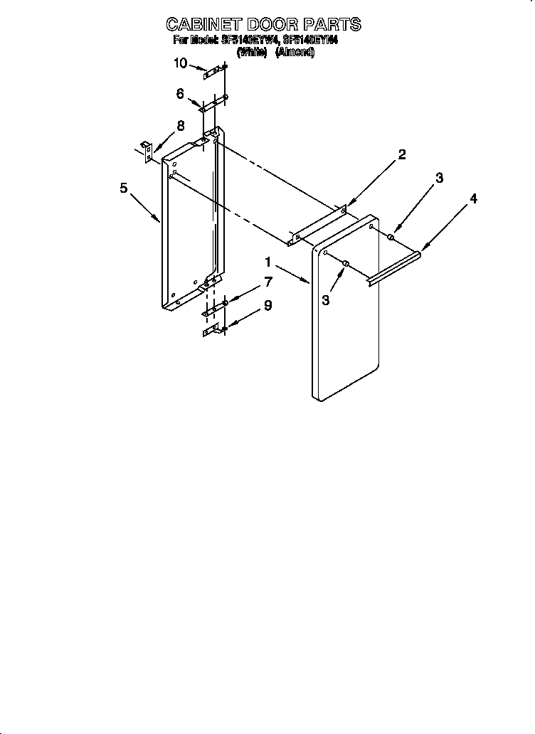 Whirlpool SF5140EYN4 cabinet door diagram