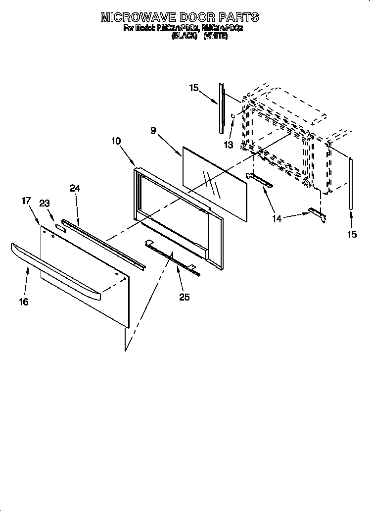 Whirlpool RMC275PDQ2 microwave door diagram