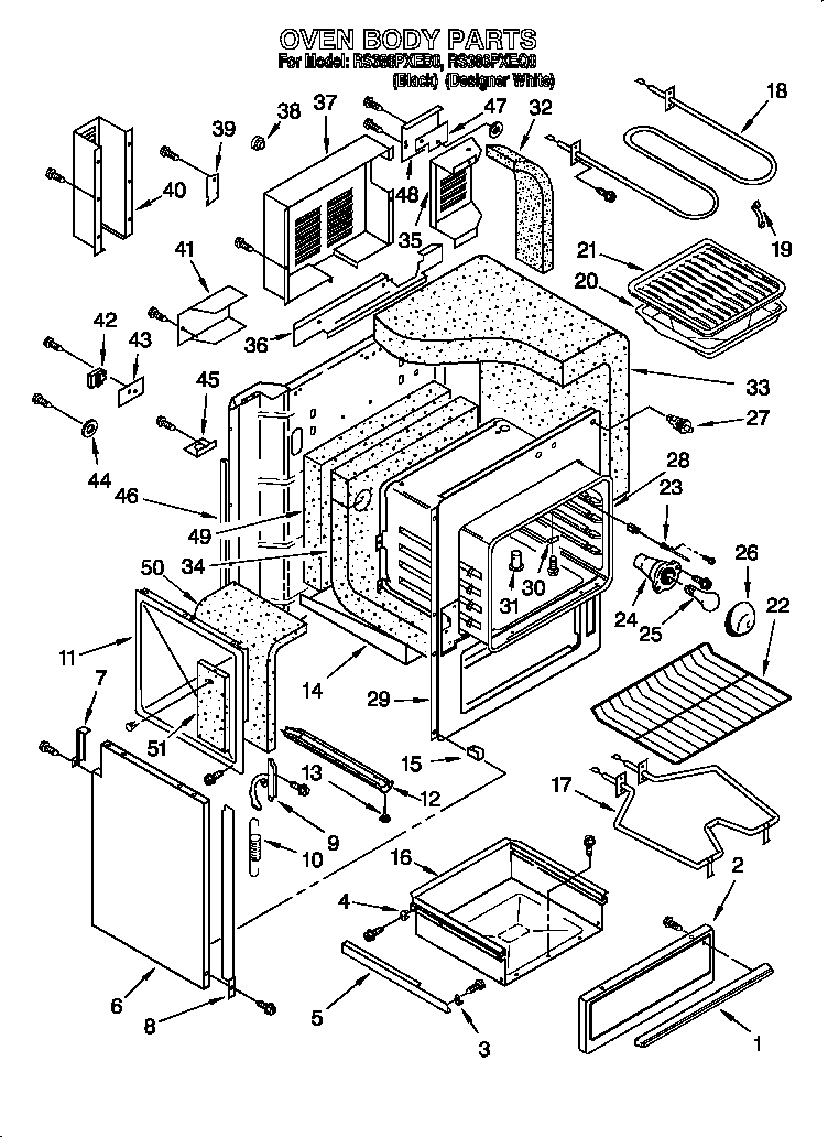 Whirlpool RS386PXEQ0 oven body diagram