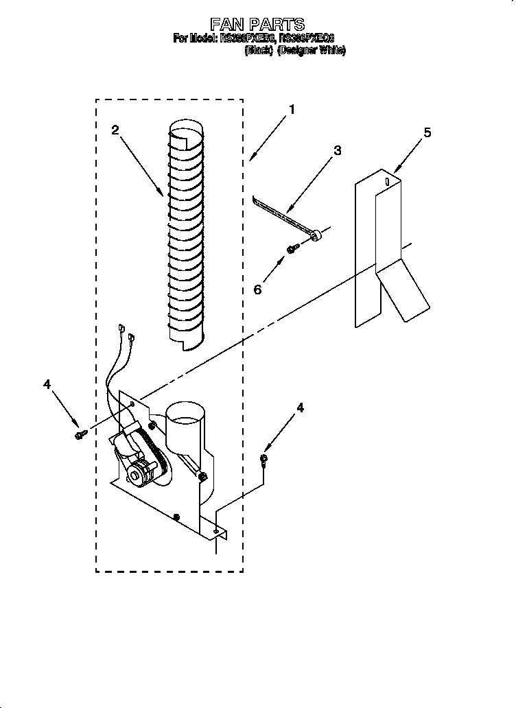 Whirlpool RS386PXEQ0 fan parts diagram
