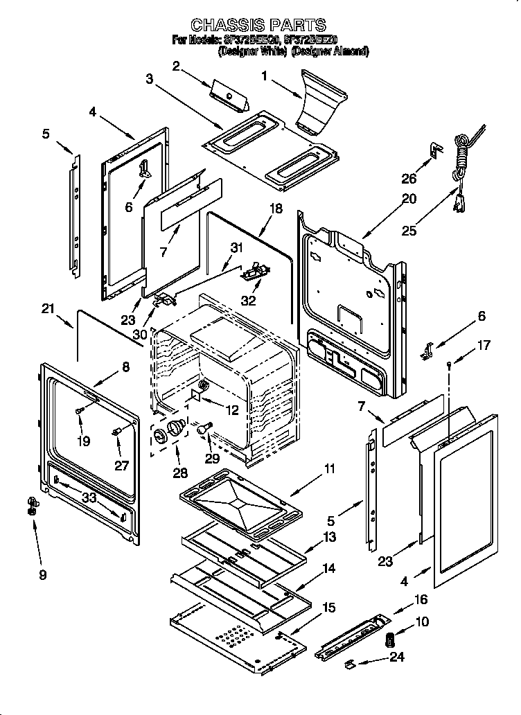 Whirlpool SF372BEEZ0 chassis parts diagram