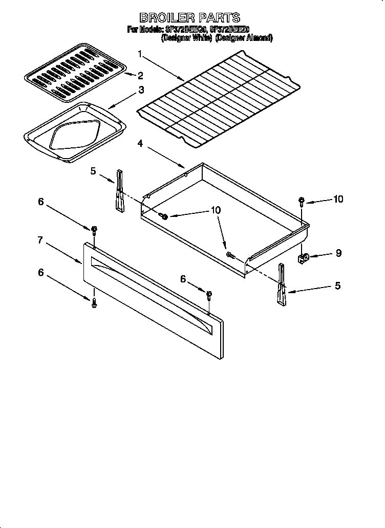 Whirlpool SF372BEEZ0 broiler parts diagram