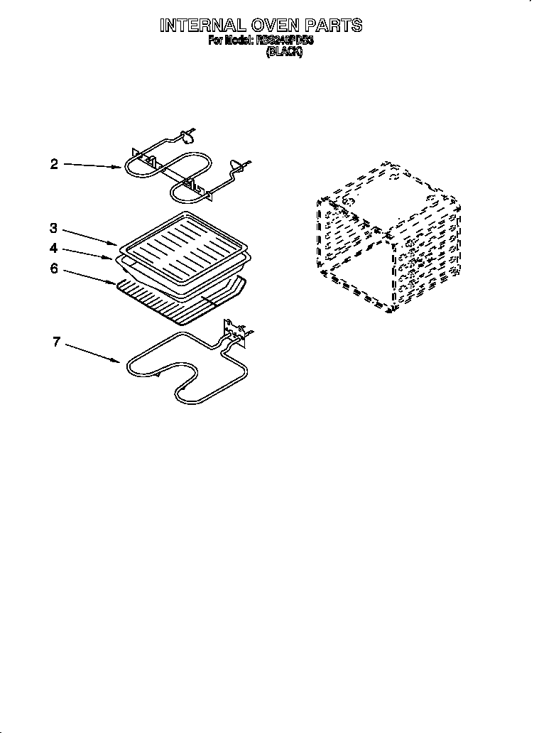 Whirlpool RBS240PDB0 internal oven diagram