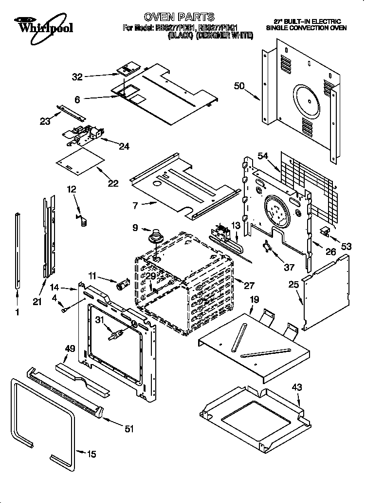 Whirlpool RBS277PDQ1 oven parts diagram