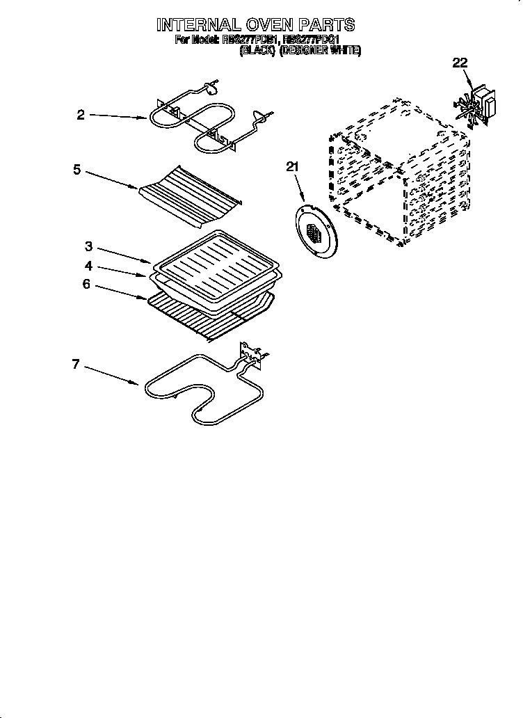 Whirlpool RBS277PDQ1 internal oven parts diagram