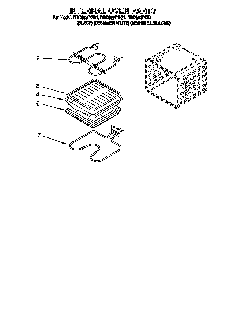 Whirlpool RBD306PDB1 internal oven diagram