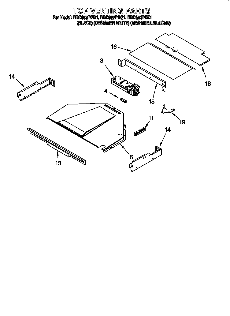 Whirlpool RBD306PDB1 top venting diagram