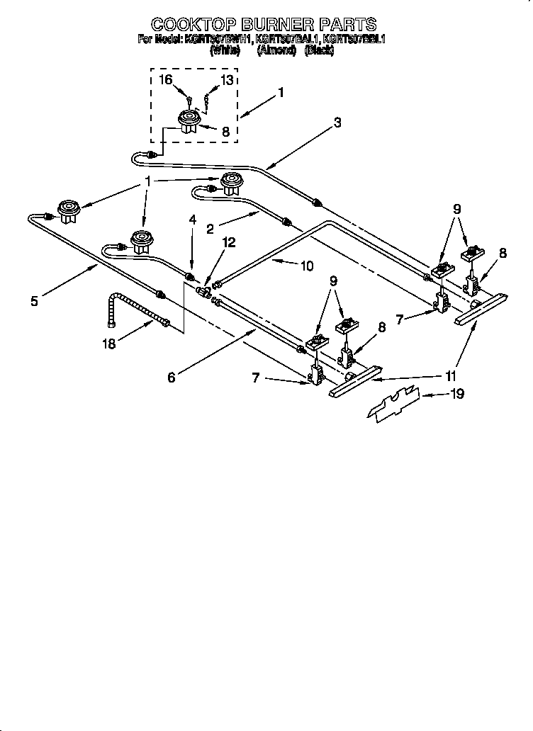KitchenAid KGRT507BWH1 gas control system diagram