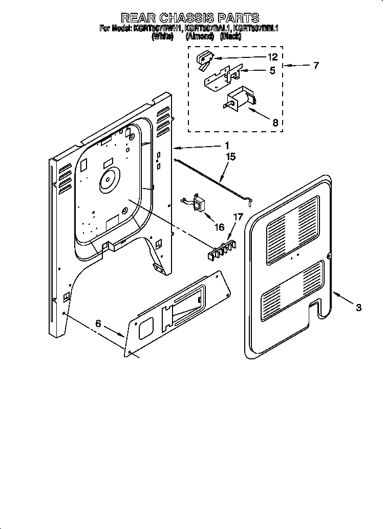 KitchenAid KGRT507BWH1 rear chassis diagram