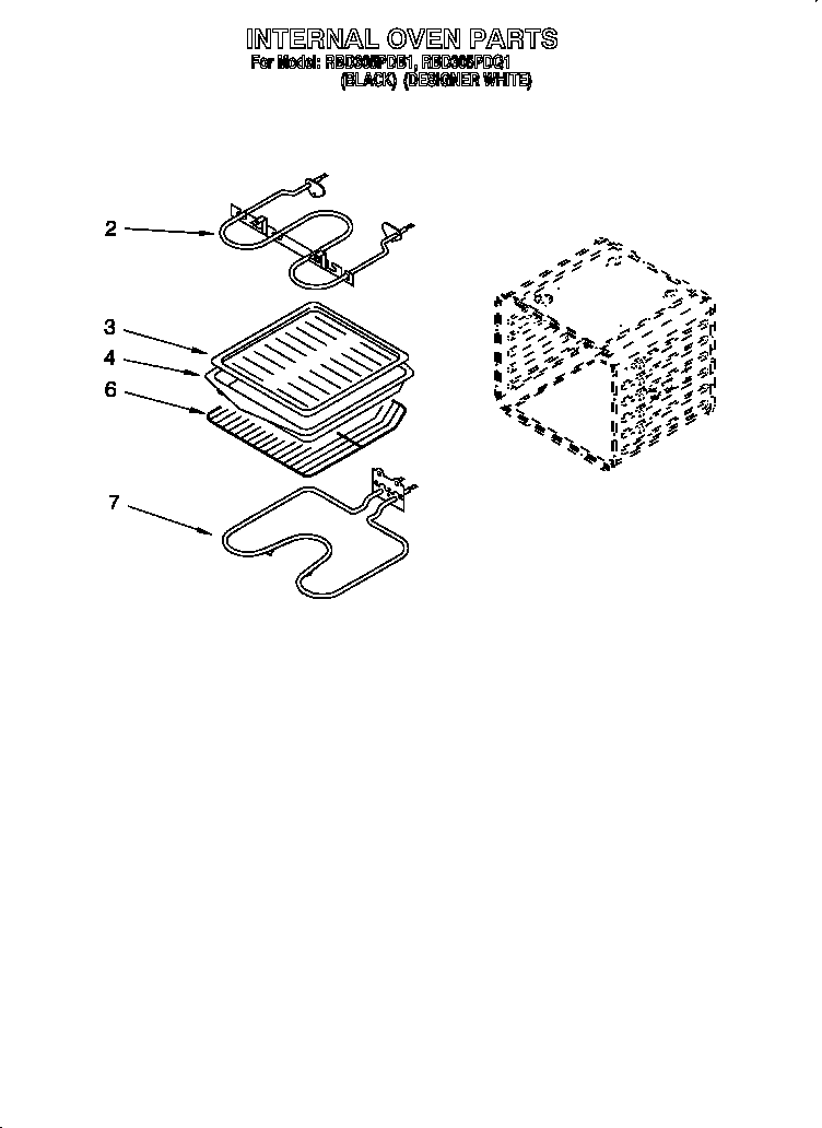 Whirlpool RBD305PDB1 internal oven diagram