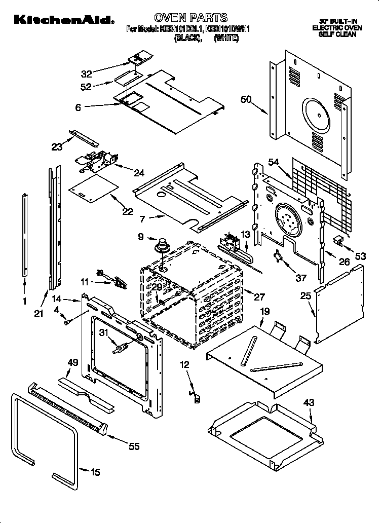 KitchenAid KEBI101DWH1 oven diagram