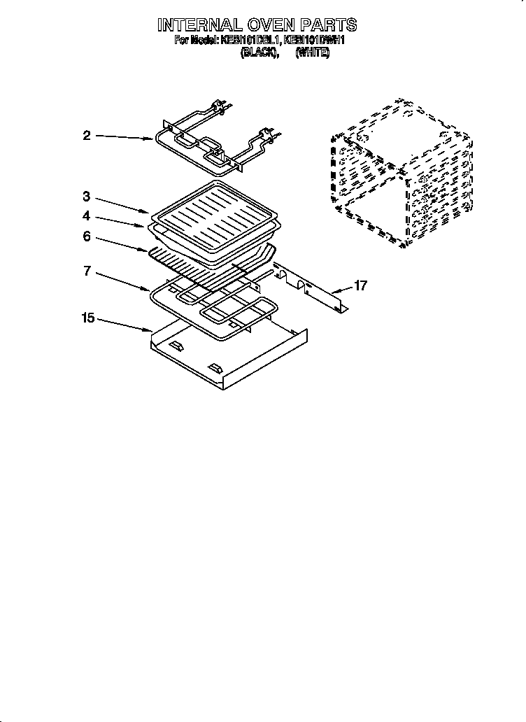 KitchenAid KEBI101DWH1 internal oven diagram