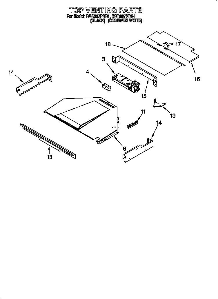 Whirlpool RBD307PDB1 top venting diagram