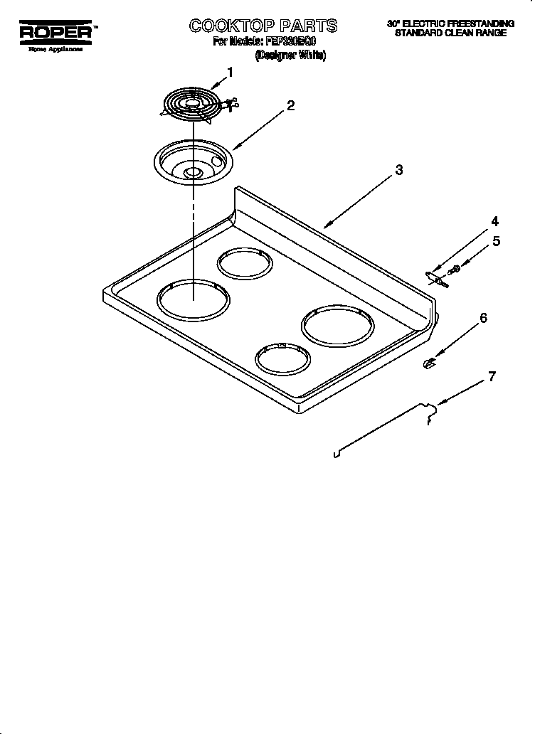 Roper FEP330EQ0 cooktop diagram