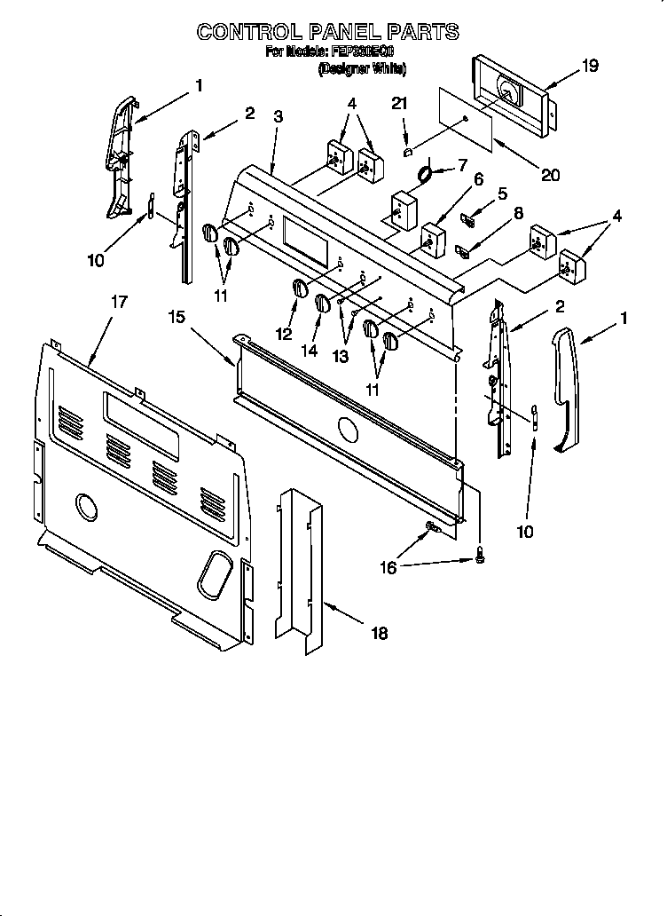 Roper FEP330EQ0 control panel diagram