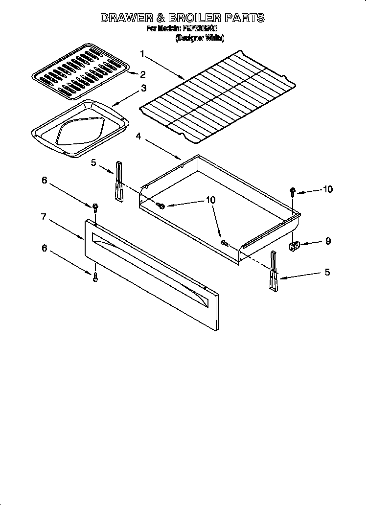 Roper FEP330EQ0 drawer and broiler diagram
