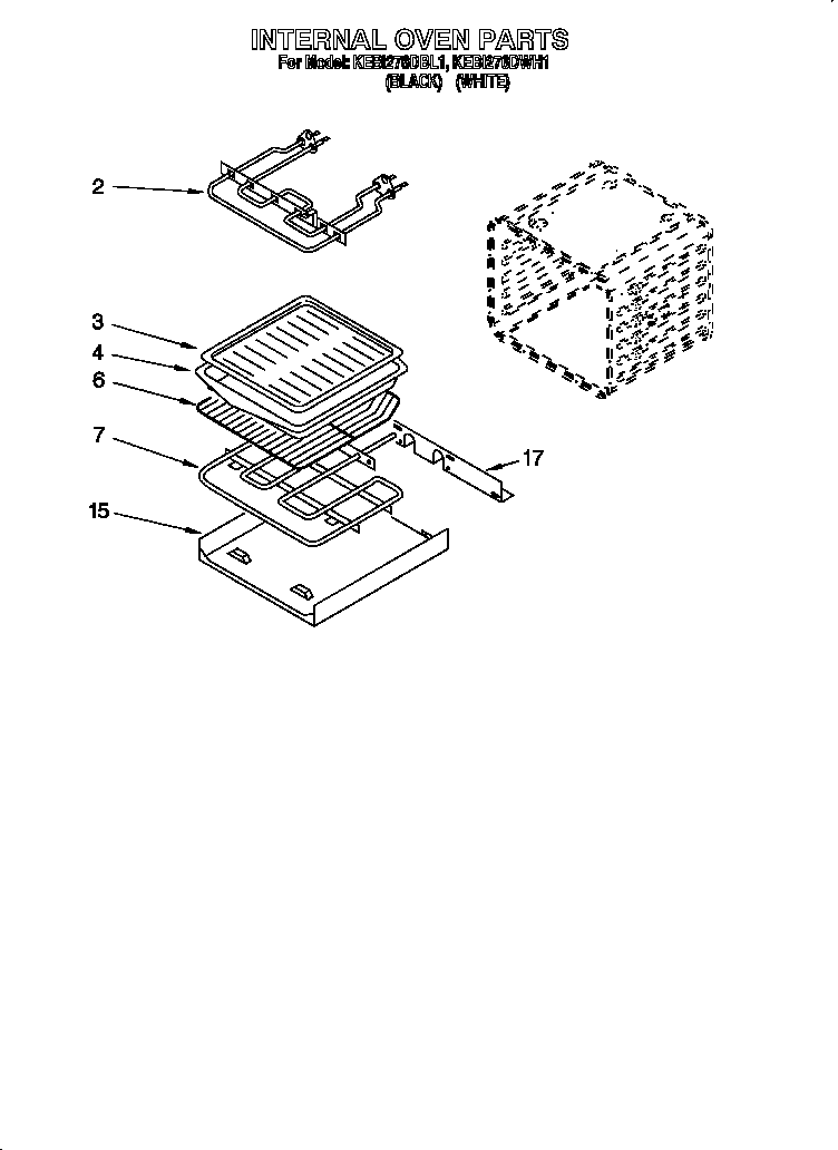 KitchenAid KEBI276DWH1 internal oven diagram