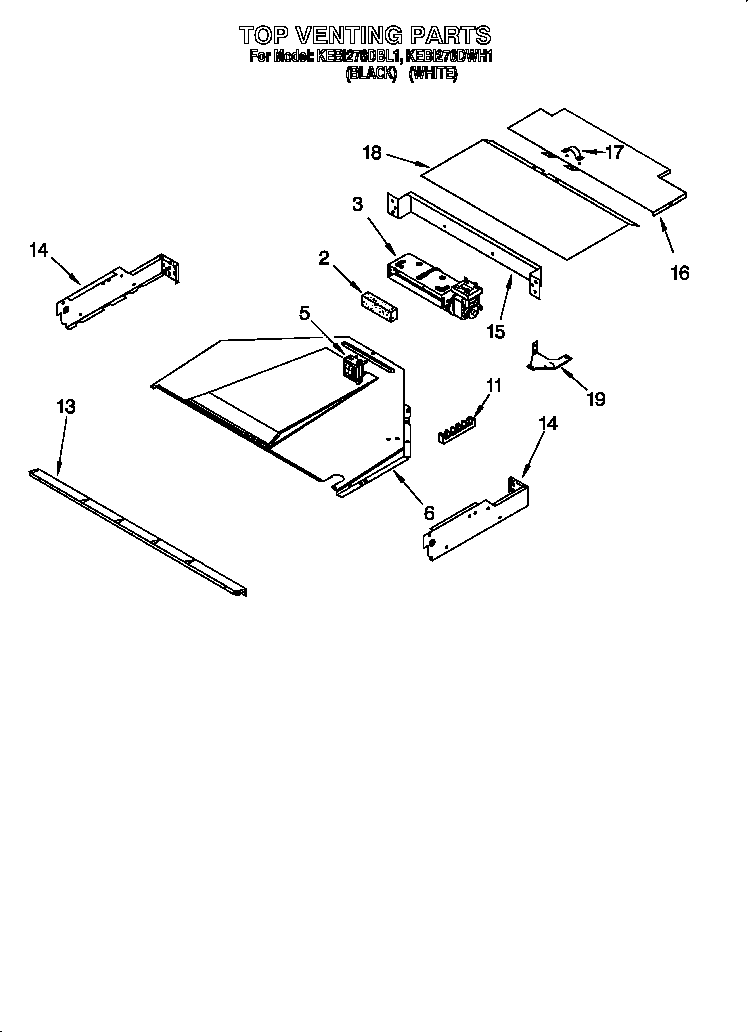 KitchenAid KEBI276DWH1 top venting diagram