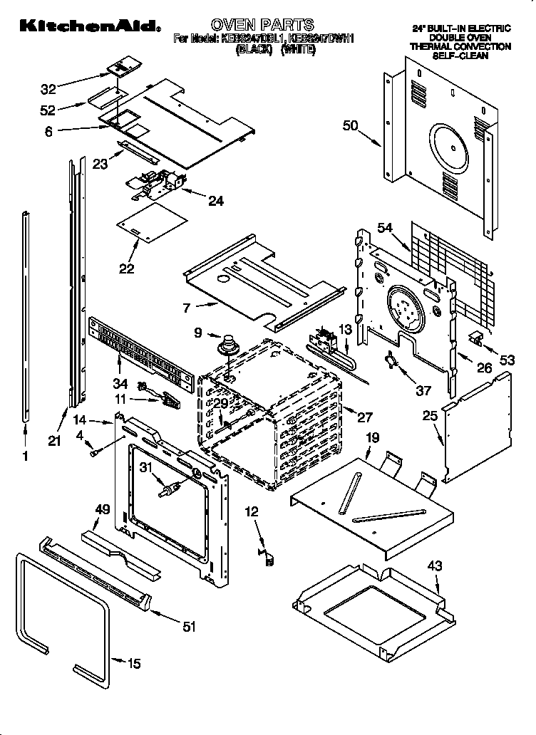 KitchenAid KEBS247DBL1 oven parts diagram