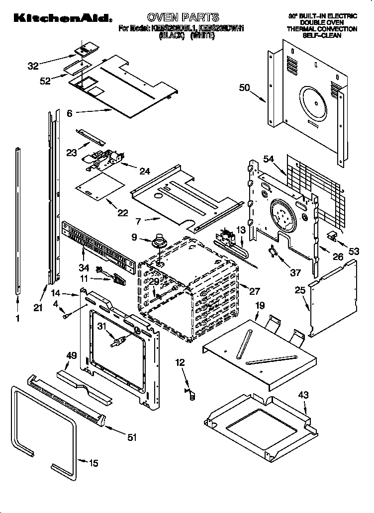 KitchenAid KEBS208DWH1 oven parts diagram