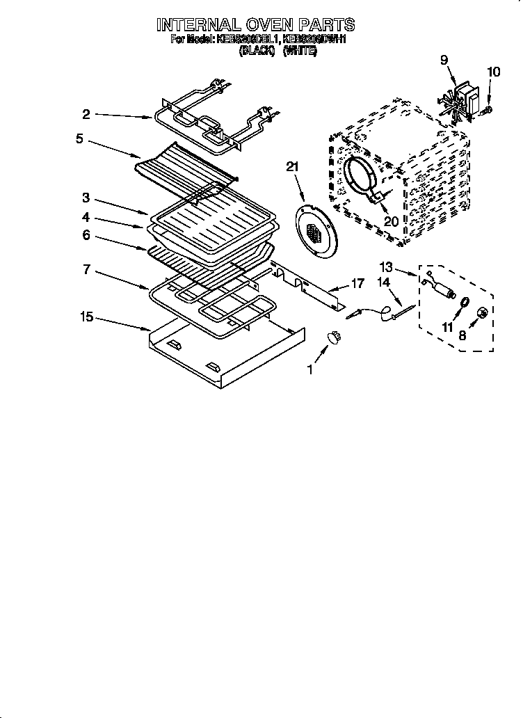 KitchenAid KEBS208DWH1 internal parts diagram