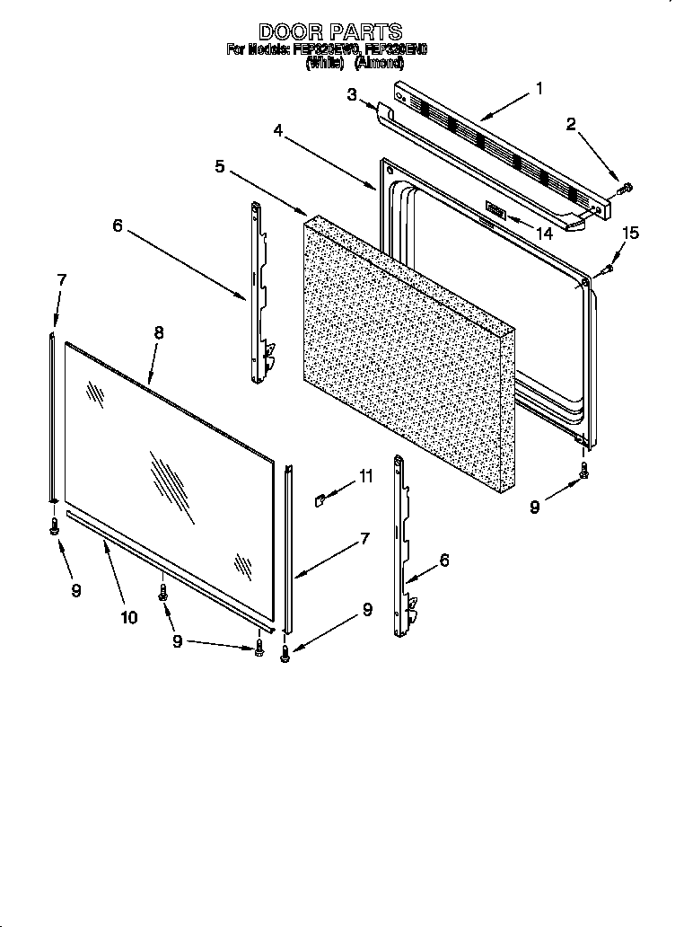 Roper FEP320EW0 door diagram