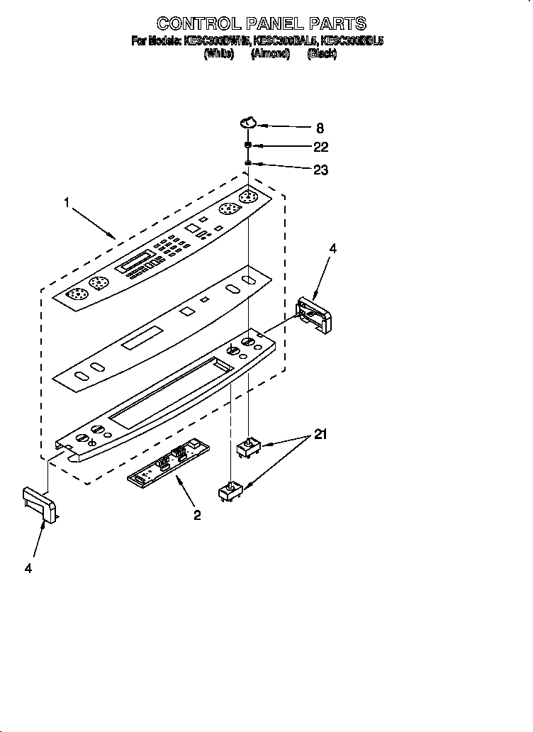 KitchenAid KESC300BAL5 control panel diagram